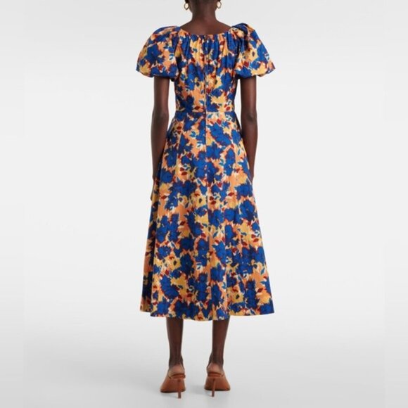 NEW Ulla Johnson Imara Blue Floral Cotton Short Sleeve Midi Dress | size 2 - Picture 7 of 16